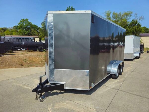 7x16 Charcoal V-Nose Enclosed Storage Trailer (2) 3,500lb Axles - Image 3