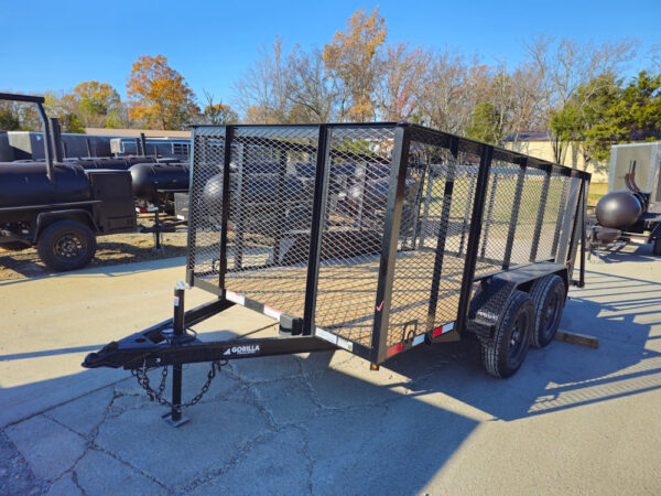 6.4' X 12' Straight Deck Tandem Utility Trailer 4ft Mesh Sides (2) 3,500lb Axles - Image 2