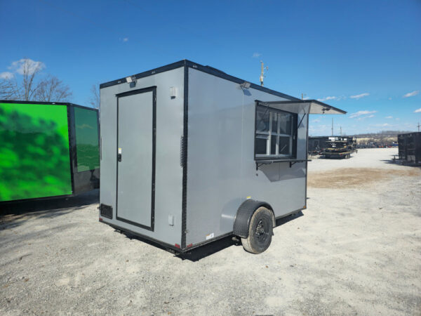 7' X 12' Silver Flat Front Custom Concession Trailer Food Event Catering - Image 11