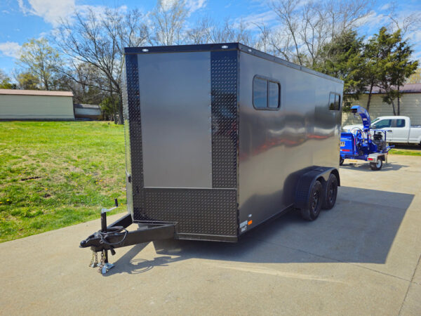 7x14 Charcoal V-Nose Enclosed Trailer (2) 3,500lb Axles Windows Elect & Blkout Pkg - Image 4
