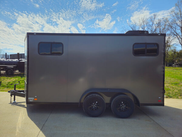 7x14 Charcoal V-Nose Enclosed Trailer (2) 3,500lb Axles Windows Elect & Blkout Pkg - Image 5