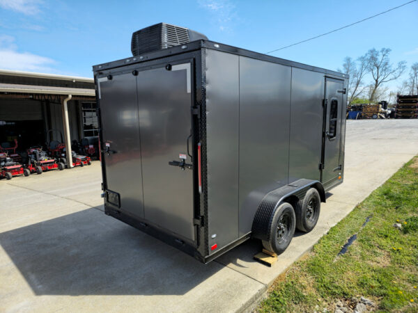 7x14 Charcoal V-Nose Enclosed Trailer (2) 3,500lb Axles Windows Elect & Blkout Pkg - Image 9