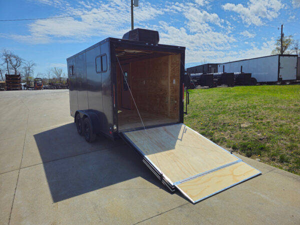 7x14 Charcoal V-Nose Enclosed Trailer (2) 3,500lb Axles Windows Elect & Blkout Pkg - Image 11
