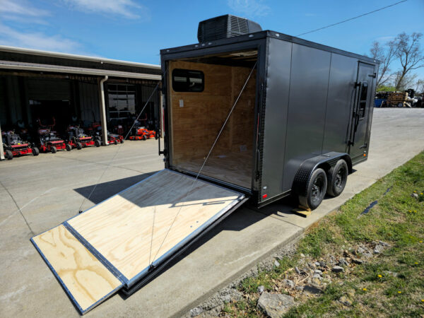 7x14 Charcoal V-Nose Enclosed Trailer (2) 3,500lb Axles Windows Elect & Blkout Pkg - Image 13