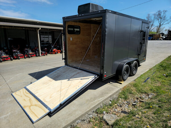 7x14 Charcoal V-Nose Enclosed Trailer (2) 3,500lb Axles Windows Elect & Blkout Pkg - Image 14