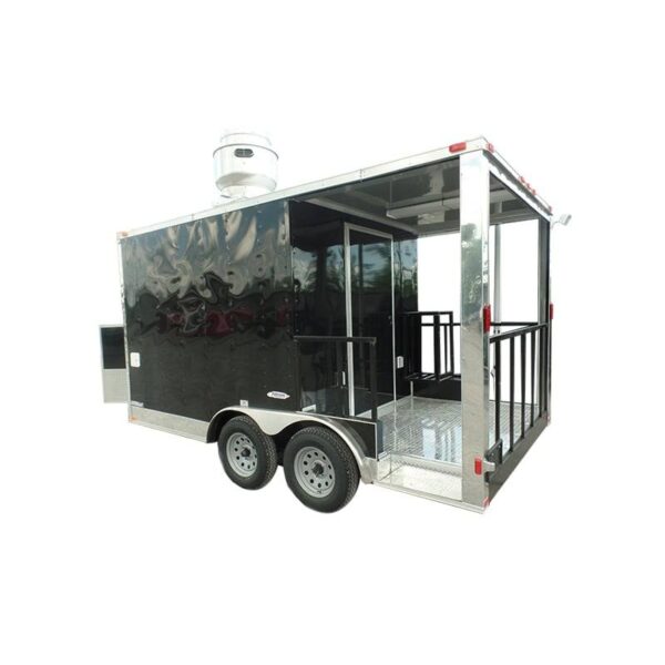 8.5' x 14' Concession BBQ Food Trailer Black Event Catering