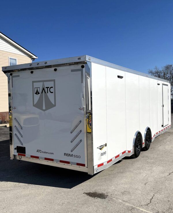 Enclosed ATC Car Trailer Loaded 2025 28′ Aluminum ROM 550 LifeTrac & Large Escape Door #4657 - Image 7
