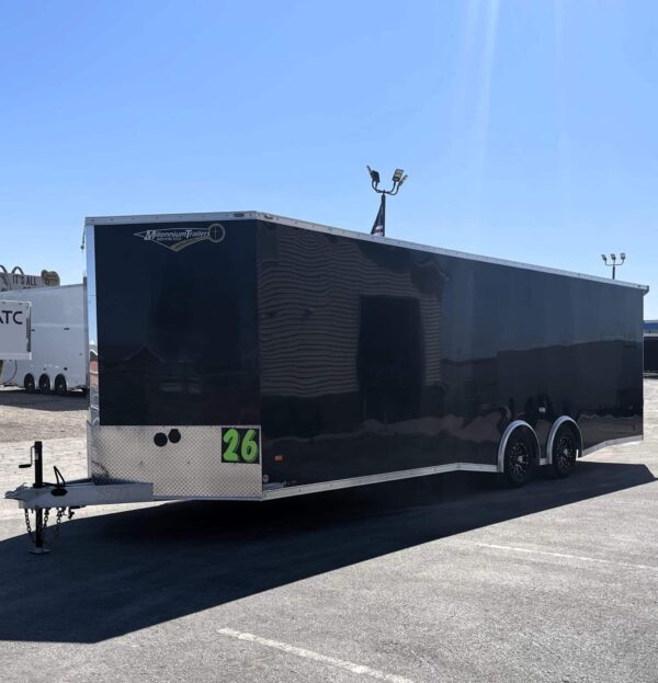 Enclosed Car Hauler 2025 26′ Aluminum Torsion Spread Axles, Alum Wheels, Finished Interior & More! #8572