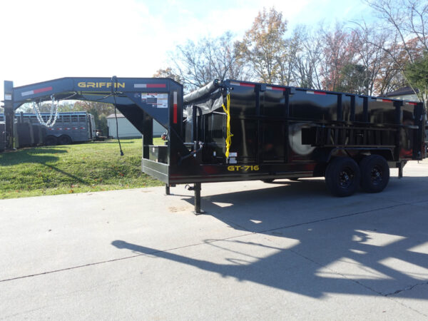 7x16 Gooseneck Telescopic I-Beam Dump Trailer 4ft Sides (2) 7K Axles - Image 2