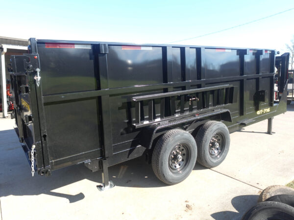 7x16 Gooseneck Telescopic I-Beam Dump Trailer 4ft Sides (2) 7K Axles - Image 4