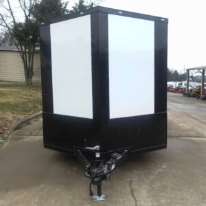 7x12 Enclosed Trailer White V-Nose Blackout Package 3,500lb Axle Storage