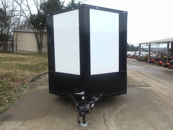 7x12 Enclosed Trailer White V-Nose Blackout Package 3,500lb Axle Storage