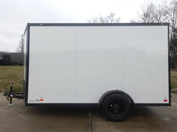 7x12 Enclosed Trailer White V-Nose Blackout Package 3,500lb Axle Storage - Image 3