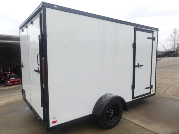 7x12 Enclosed Trailer White V-Nose Blackout Package 3,500lb Axle Storage - Image 5
