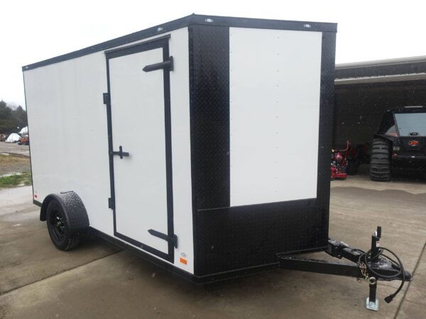 7x12 Enclosed Trailer White V-Nose Blackout Package 3,500lb Axle Storage - Image 6