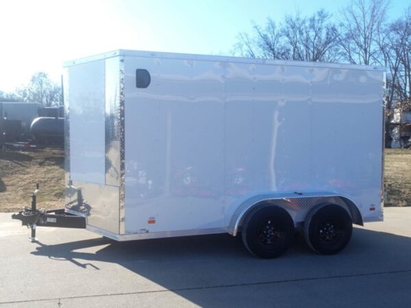 7x12 Tandem White V-Nose Enclosed Trailer - Image 3
