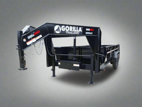 7x16 Gorilla Telescopic Gooseneck IBeam Dump Trailer 2ft Sides (2) 7K Axles