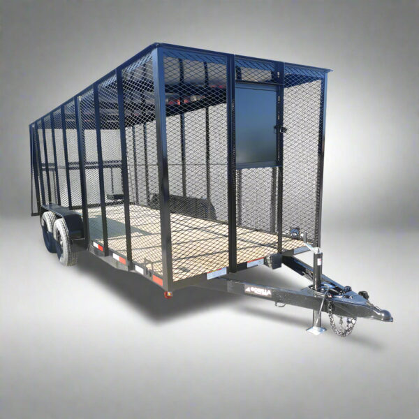 6.4x16 Straight Deck Utility Trailer 6ft Mesh Sides with Metal Roof (2) 3,500lb Axles