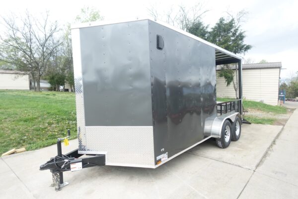 7x16 Charcoal V Nose Hybrid Enclosed Trailer (2) 5200lb Axles with Brakes