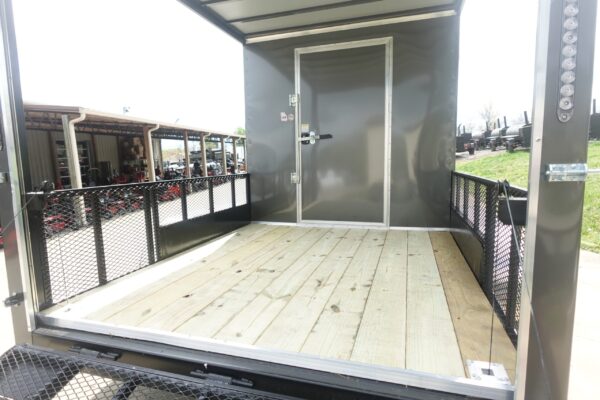 7x16 Charcoal V Nose Hybrid Enclosed Trailer (2) 5200lb Axles with Brakes - Image 9