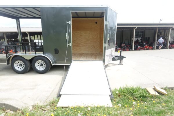 7x16 Charcoal V Nose Hybrid Enclosed Trailer (2) 5200lb Axles with Brakes - Image 11