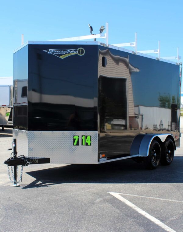 Enclosed Cargo Trailers For Sale 2025 7′ X 14′ Ladder Racks & PolyCor Exterior #8958 - Image 5