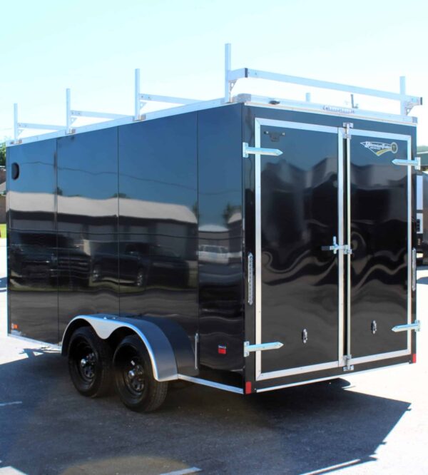 Enclosed Cargo Trailers For Sale 2025 7′ X 14′ Ladder Racks & PolyCor Exterior #8958 - Image 7