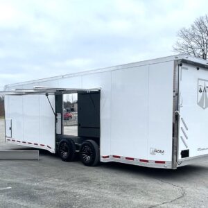Enclosed ATC Car Trailer Loaded 2025 28′ Aluminum ROM 550 LifeTrac & Large Escape Door #4655