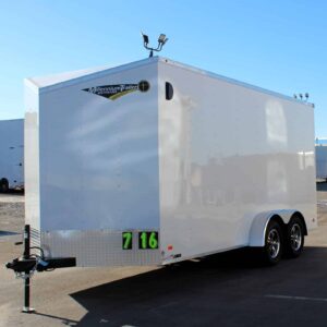 Enclosed Cargo Trailer 2025 7′ X 16′ Hero w/7′ Interior, Alum Wheels & Ramp Door #7971