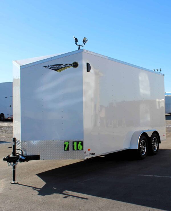 Enclosed Cargo Trailer 2025 7′ X 16′ Hero w/7′ Interior, Alum Wheels & Ramp Door #7971