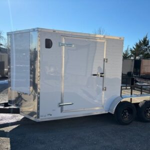 7x16 Tandem White V-Nose Hybrid Enclosed Trailer