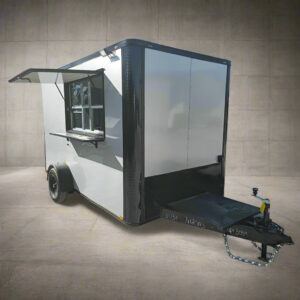 7' X 12' Silver Flat Front Custom Concession Trailer Food Event Catering