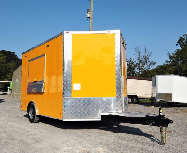 8.5' x 12' Yellow Concession Food V-Nose Trailer - Image 8