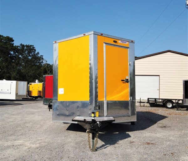 8.5' x 12' Yellow Concession Food V-Nose Trailer - Image 15