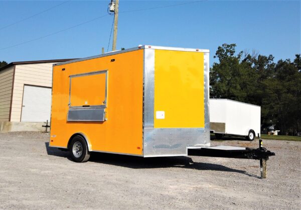 8.5' x 12' Yellow Concession Food V-Nose Trailer - Image 25