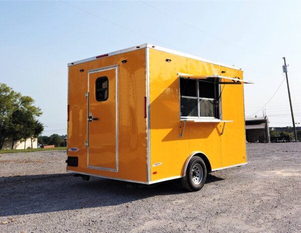 8.5' x 12' Yellow Concession Food V-Nose Trailer - Image 6