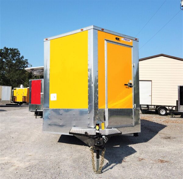 8.5' x 12' Yellow Concession Food V-Nose Trailer - Image 16