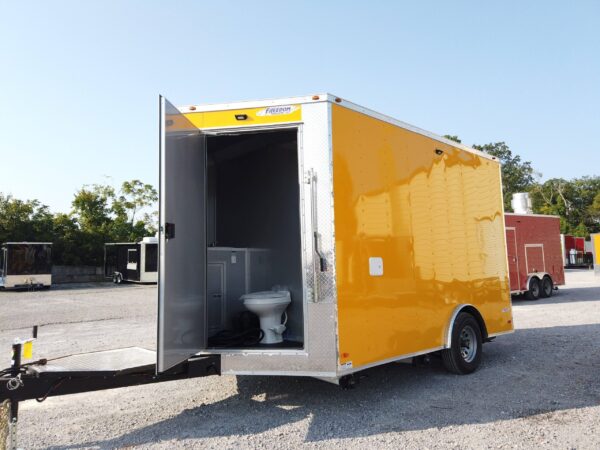 8.5' x 12' Yellow Concession Food V-Nose Trailer - Image 23