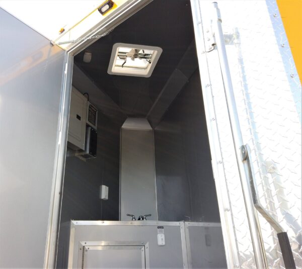 8.5' x 12' Yellow Concession Food V-Nose Trailer - Image 4