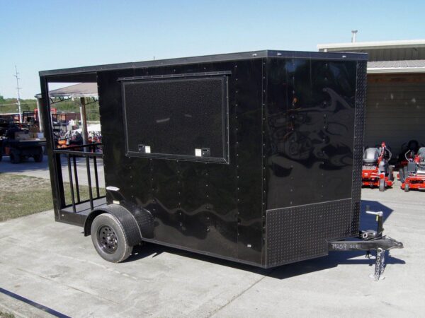7x12 Black Concession Porch Trailer Food Serving Merchandising - Image 8