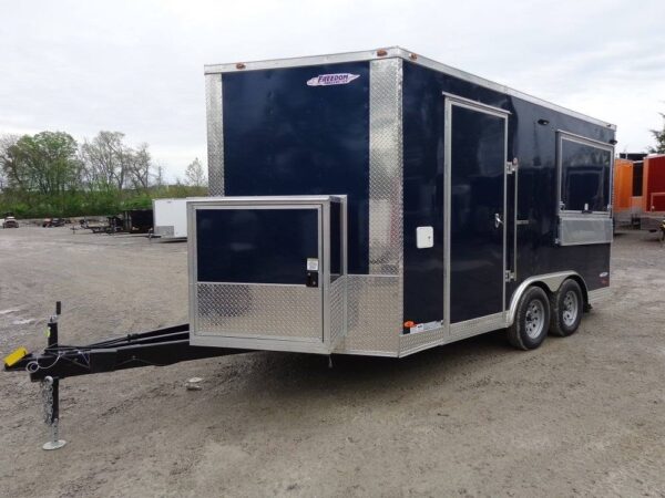 8.5' x 14' Enclosed Indigo Blue Concession Food Trailer - Image 7