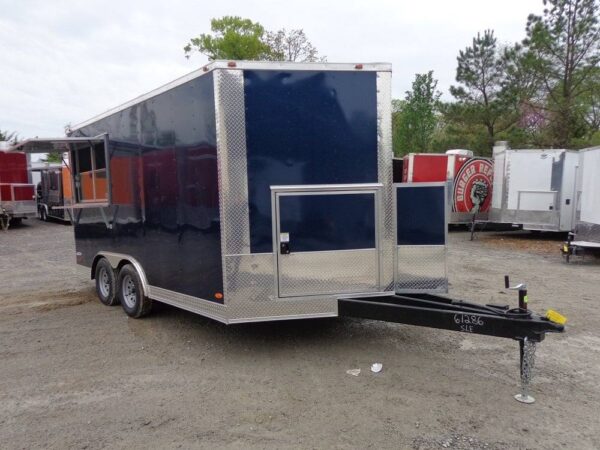 8.5' x 14' Enclosed Indigo Blue Concession Food Trailer - Image 3