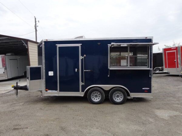 8.5' x 14' Enclosed Indigo Blue Concession Food Trailer - Image 20