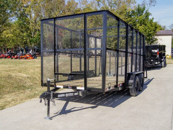 6.4' X 14' Tandem Axle Straight Utility Trailer - Mesh 6' Sides - Image 3