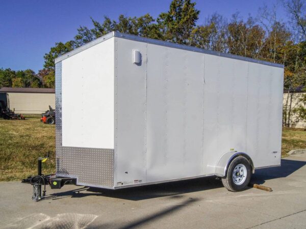 6x14 White Slant Top V-Nose Enclosed Trailer 3,500lb Axle - Image 2