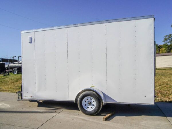 6x14 White Slant Top V-Nose Enclosed Trailer 3,500lb Axle - Image 6