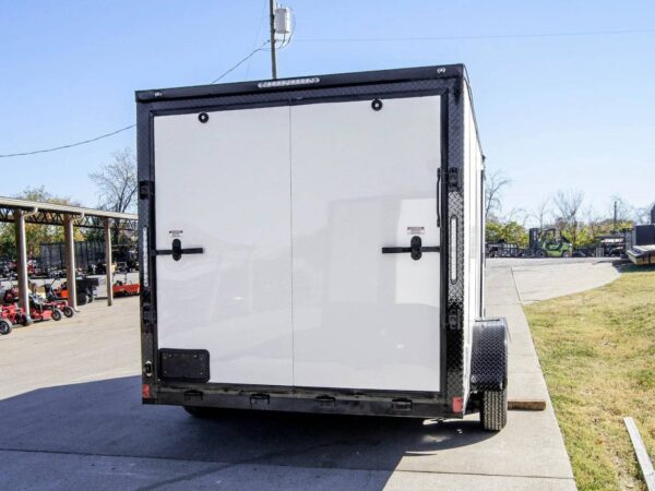 7x14 Enclosed Trailer White V-Nose Blackout Package (2) 3,500lb Axles - Image 6