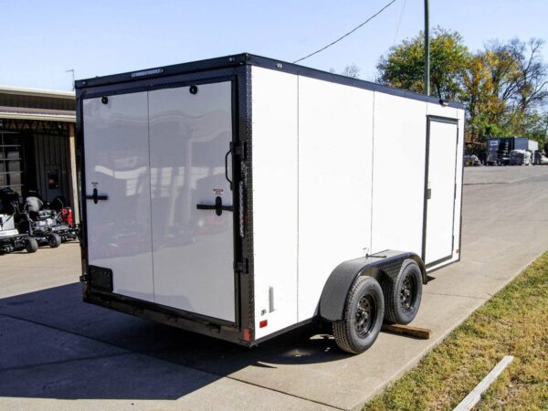7x14 Enclosed Trailer White V-Nose Blackout Package (2) 3,500lb Axles - Image 5
