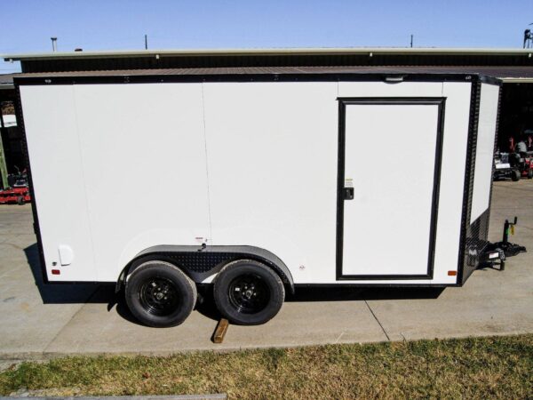 7x14 Enclosed Trailer White V-Nose Blackout Package (2) 3,500lb Axles - Image 8