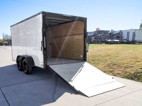 7x14 Enclosed Trailer White V-Nose Blackout Package (2) 3,500lb Axles - Image 13